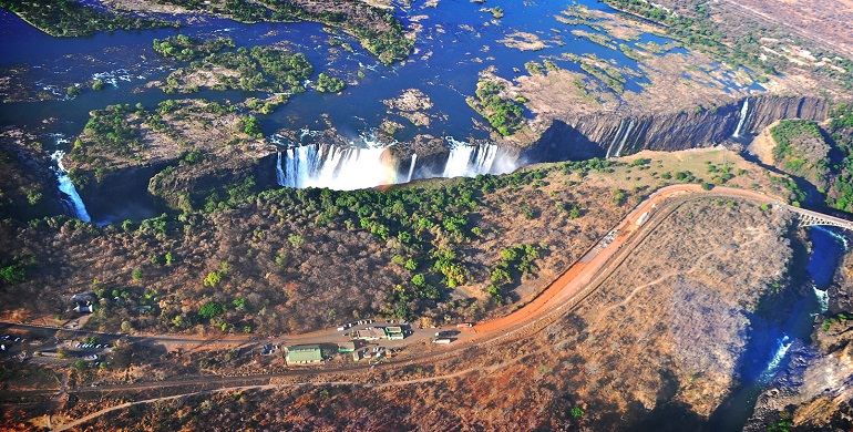 Victoria Falls during the dry season (May to October)